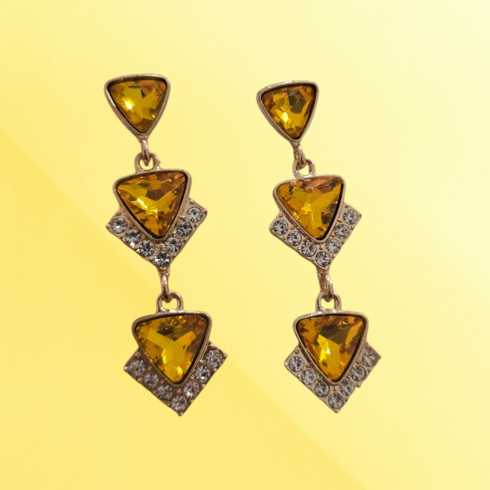 Elegant Yellow Drop Earrings - Picture 2 of 3